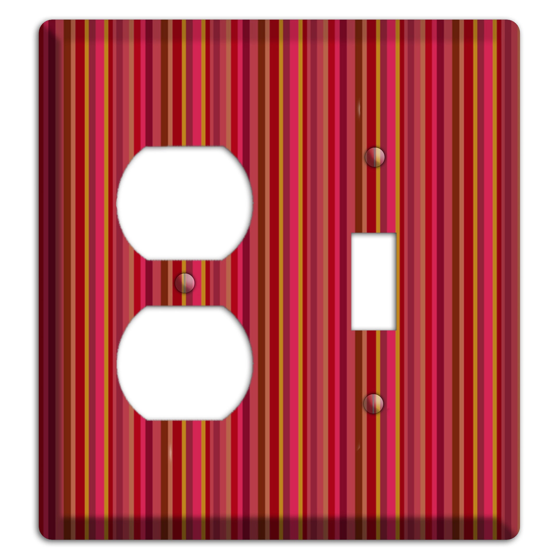 Multi Red Vertical Stripes 2 Duplex / Toggle Wallplate