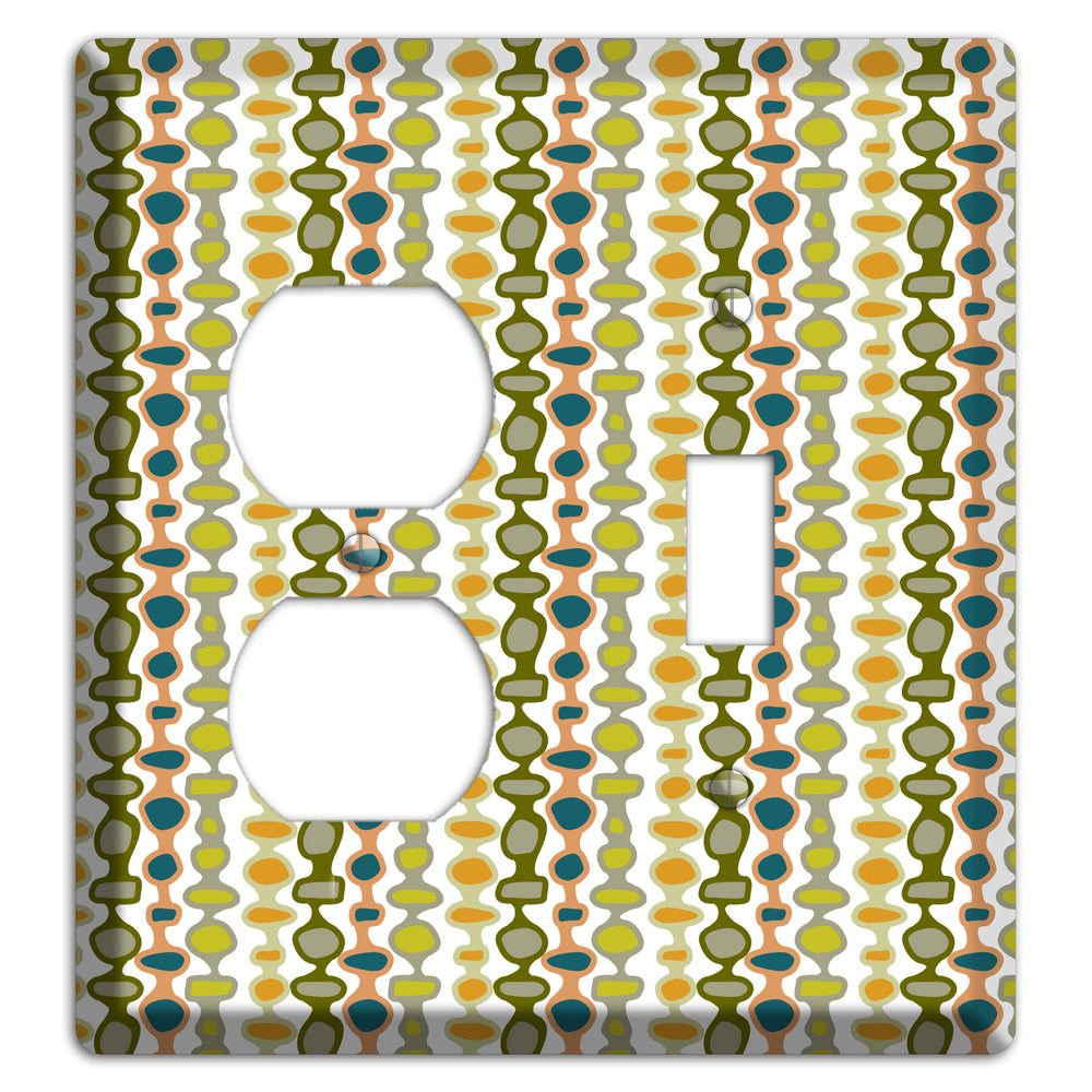 Multi Olive and Mustard Bead and Reel 2 Duplex / Toggle Wallplate