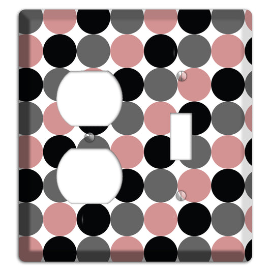 Grey Pink Black Tiled Dots Duplex / Toggle Wallplate