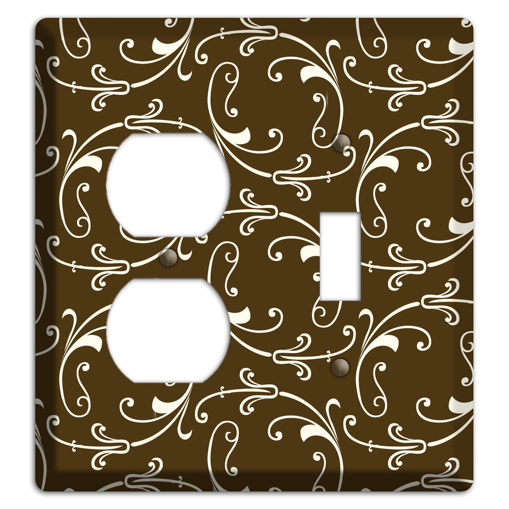 Brown Victorian Sprig Duplex / Toggle Wallplate