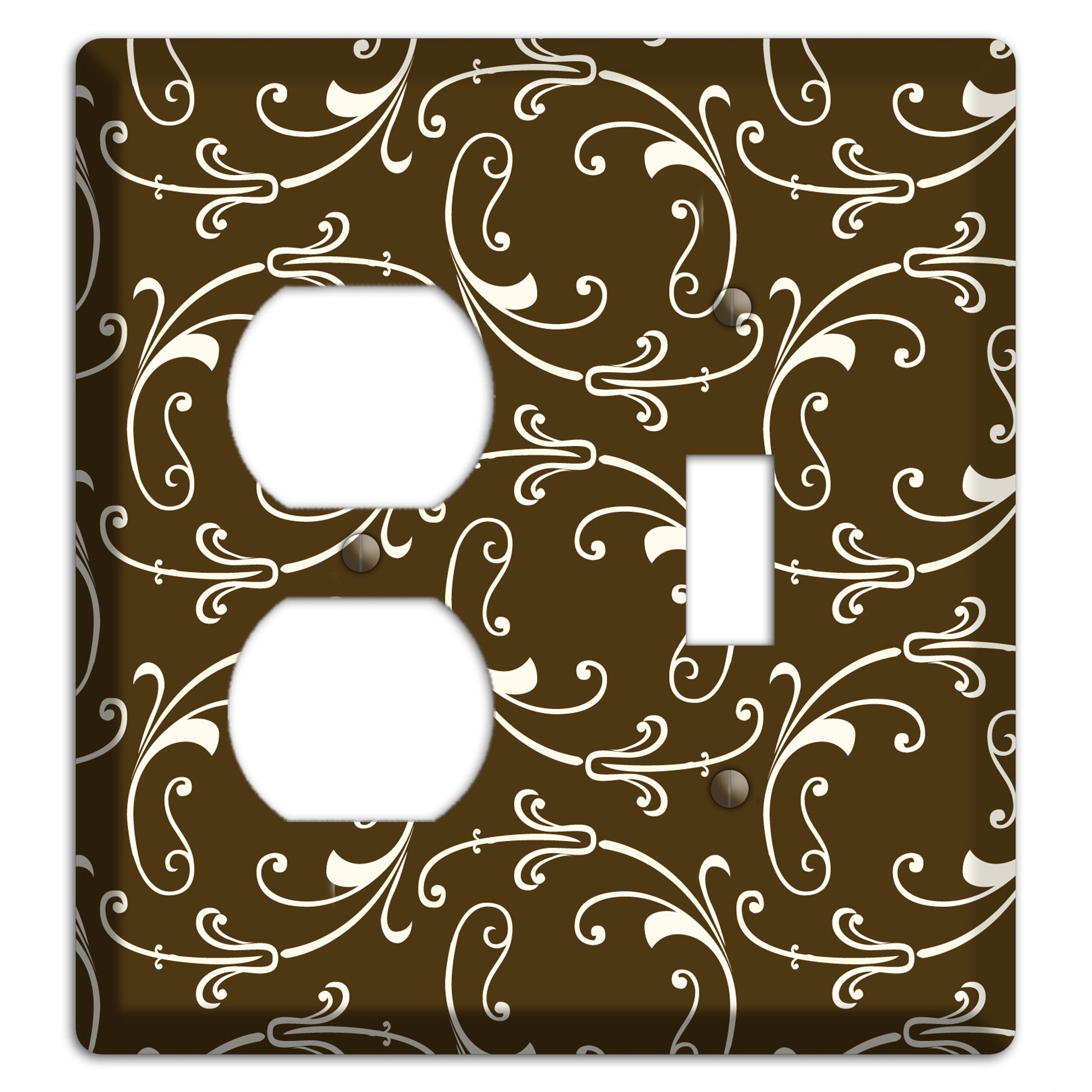 Brown Victorian Sprig Duplex / Toggle Wallplate