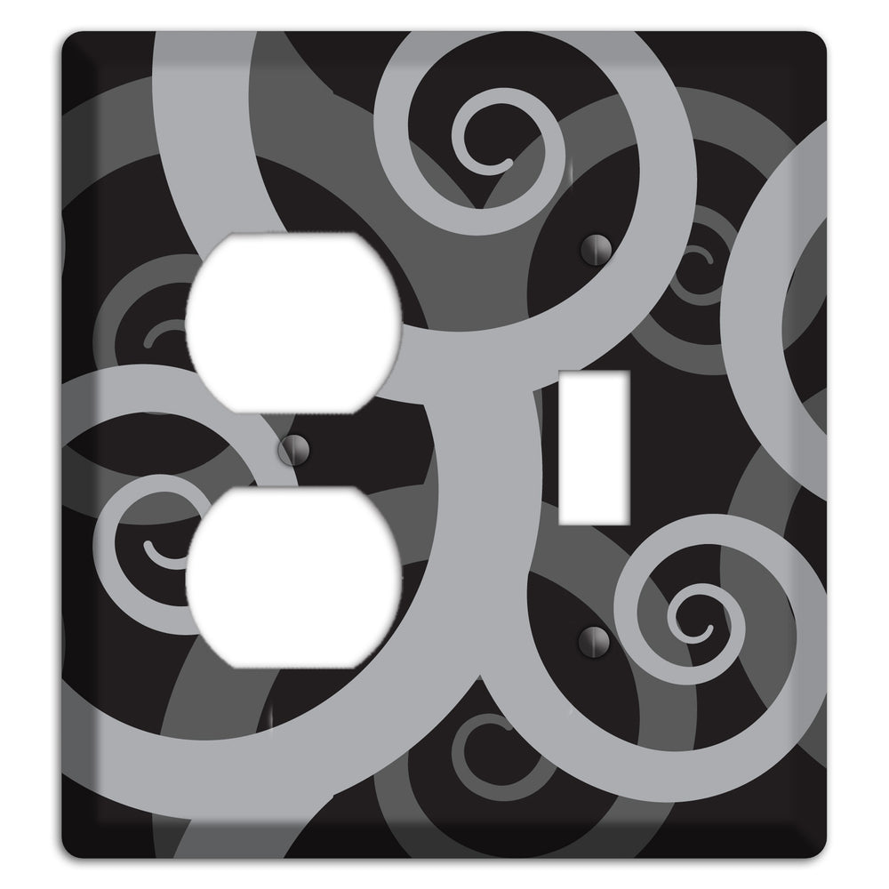 Black with Grey Large Swirl Duplex / Toggle Wallplate
