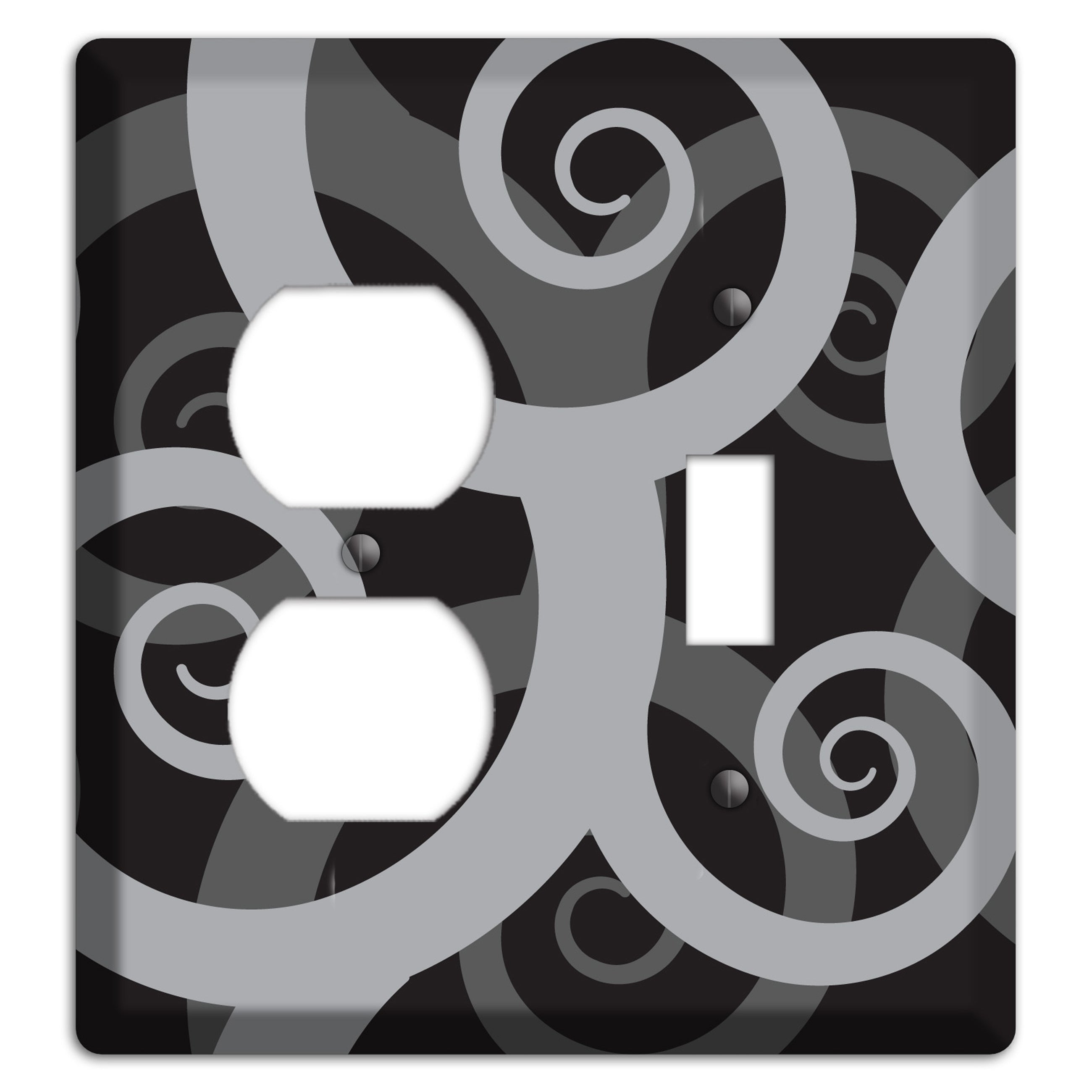 Black with Grey Large Swirl Duplex / Toggle Wallplate