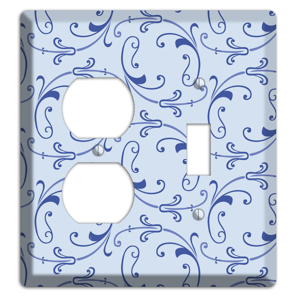 Light Blue Victorian Sprig Duplex / Toggle Wallplate