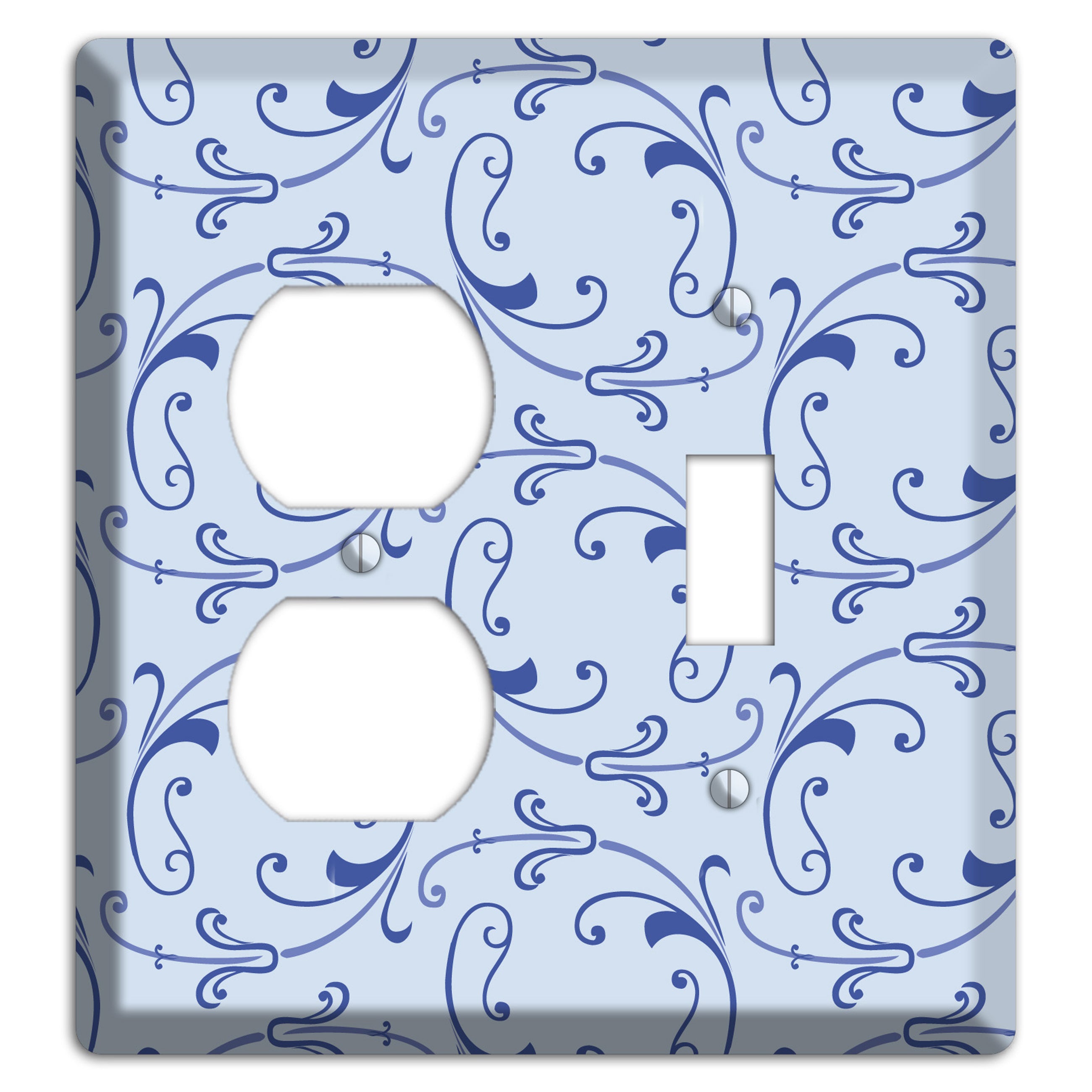 Light Blue Victorian Sprig Duplex / Toggle Wallplate