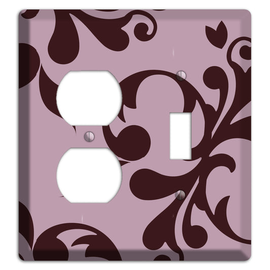 Dusty Rose and Burgundy Toile Duplex / Toggle Wallplate