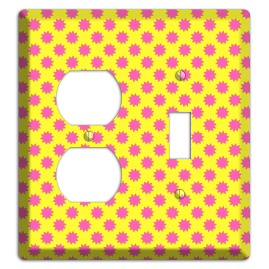 Yellow with Pink Burst Duplex / Toggle Wallplate