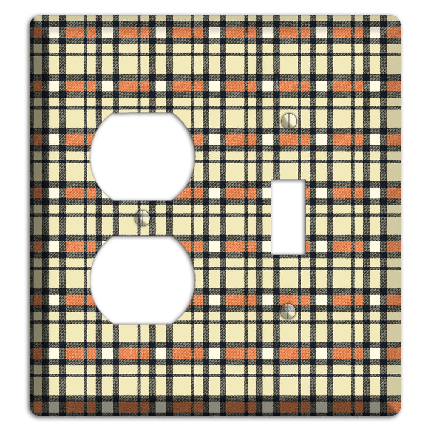 Beige and Brown Plaid Duplex / Toggle Wallplate