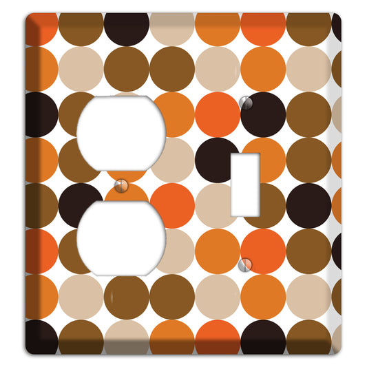Orange Brown Black Beige Tiled Dots Duplex / Toggle Wallplate