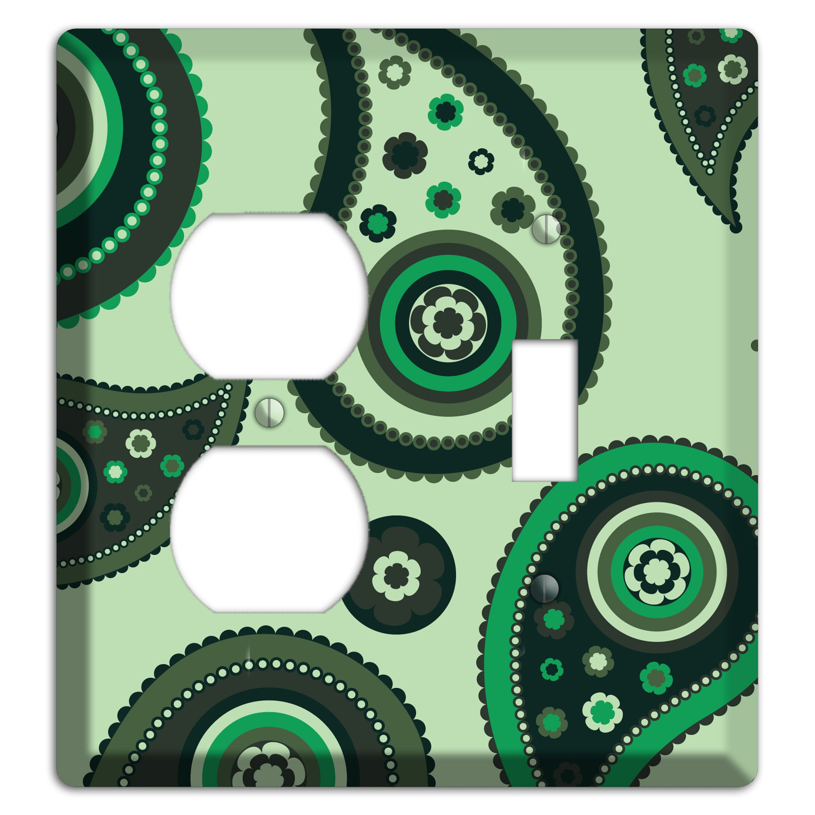 Green Paisley Duplex / Toggle Wallplate