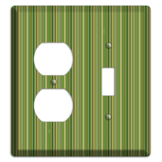 Multi Green Vertical Stripes Duplex / Toggle Wallplate