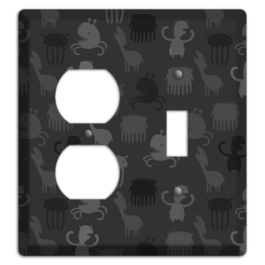 Silly Monsters Black and Grey Duplex / Toggle Wallplate