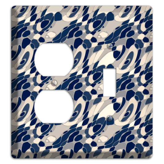 Blue and Beige Large Abstract Duplex / Toggle Wallplate