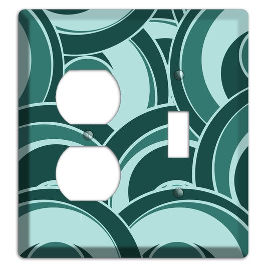 Blue-green Deco Circles Duplex / Toggle Wallplate