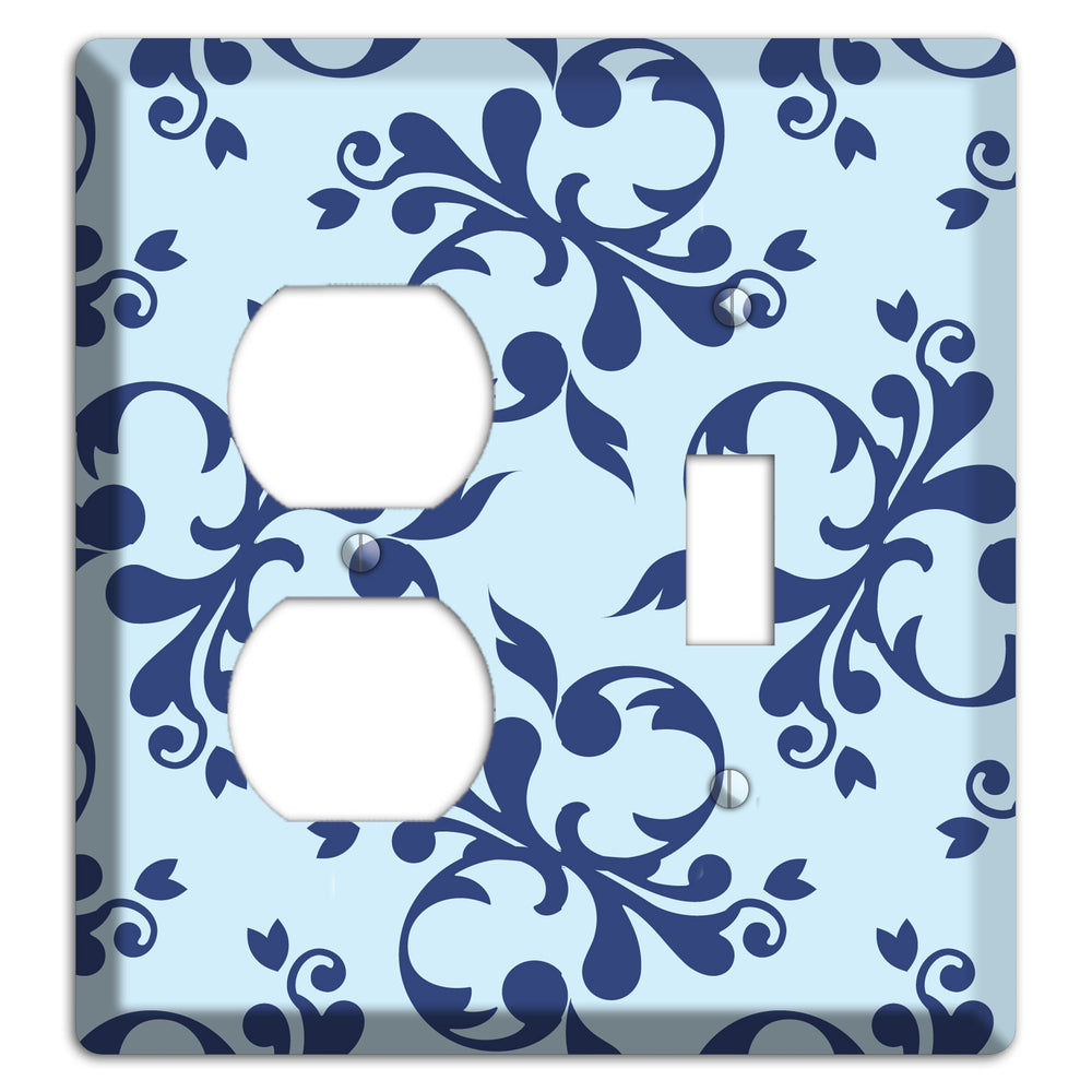 Blue Victorian Toile Duplex / Toggle Wallplate