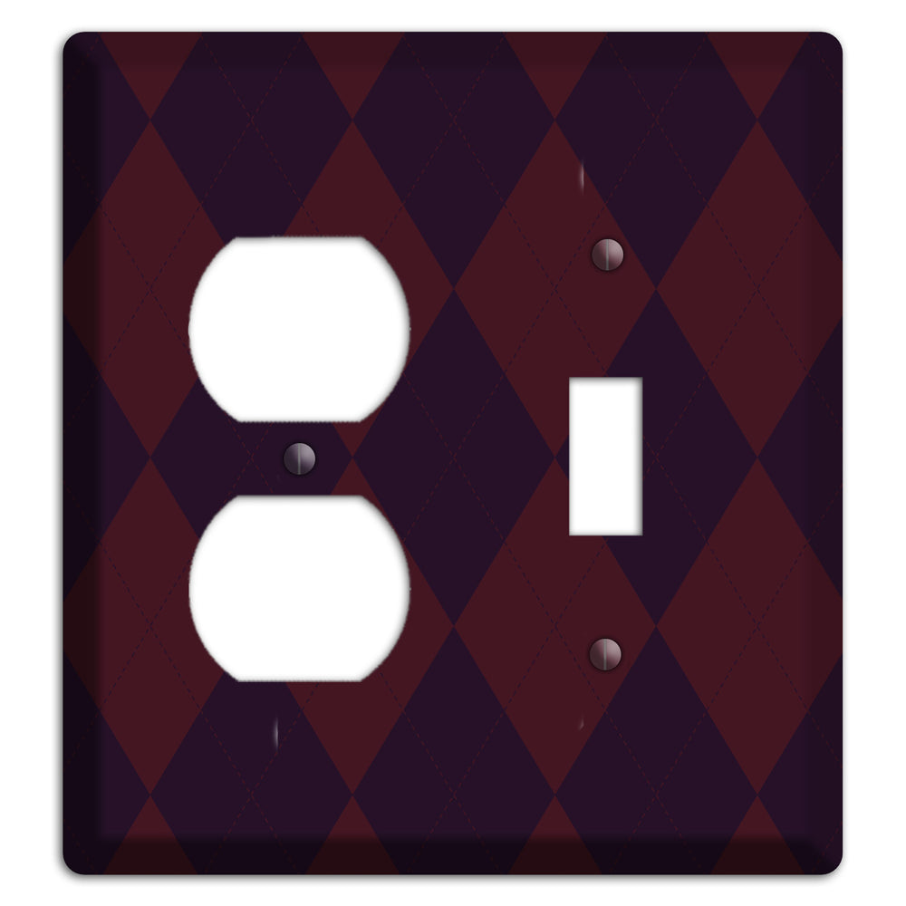 Burgundy Argyle Duplex / Toggle Wallplate