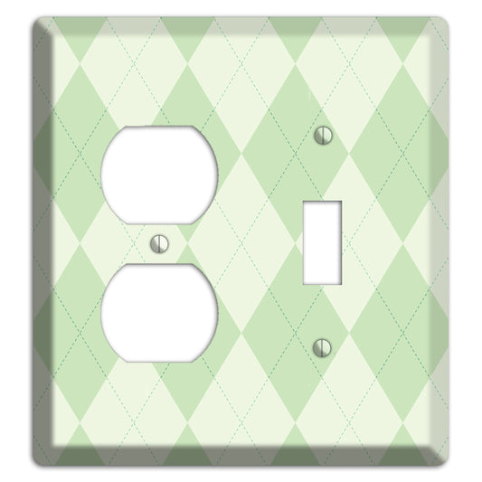 Light Green Argyle Duplex / Toggle Wallplate