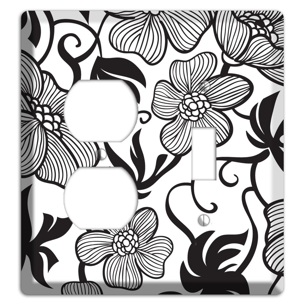 White with Black Tropical Duplex / Toggle Wallplate