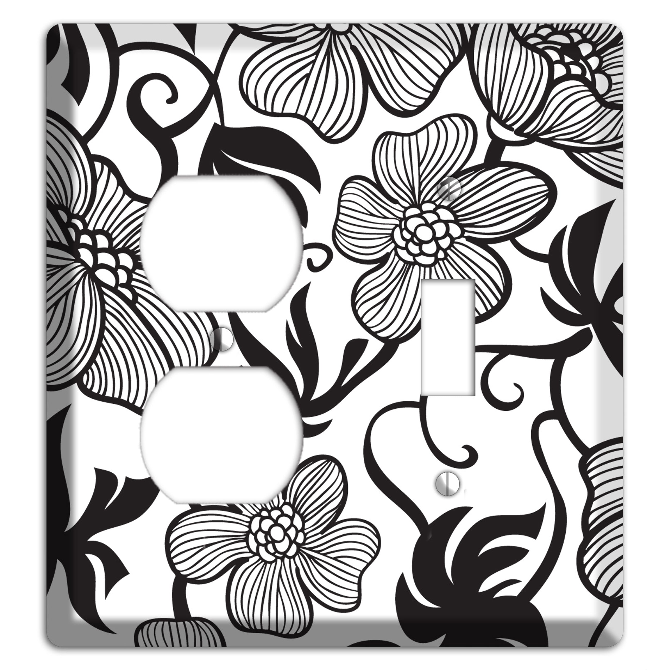 White with Black Tropical Duplex / Toggle Wallplate