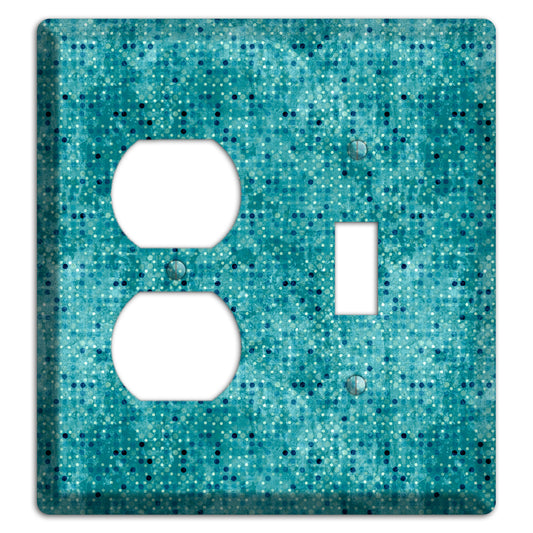 Turquoise Grunge Small Tile Duplex / Toggle Wallplate