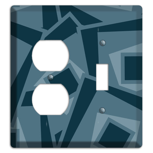 Blue-grey Retro Cubist Duplex / Toggle Wallplate