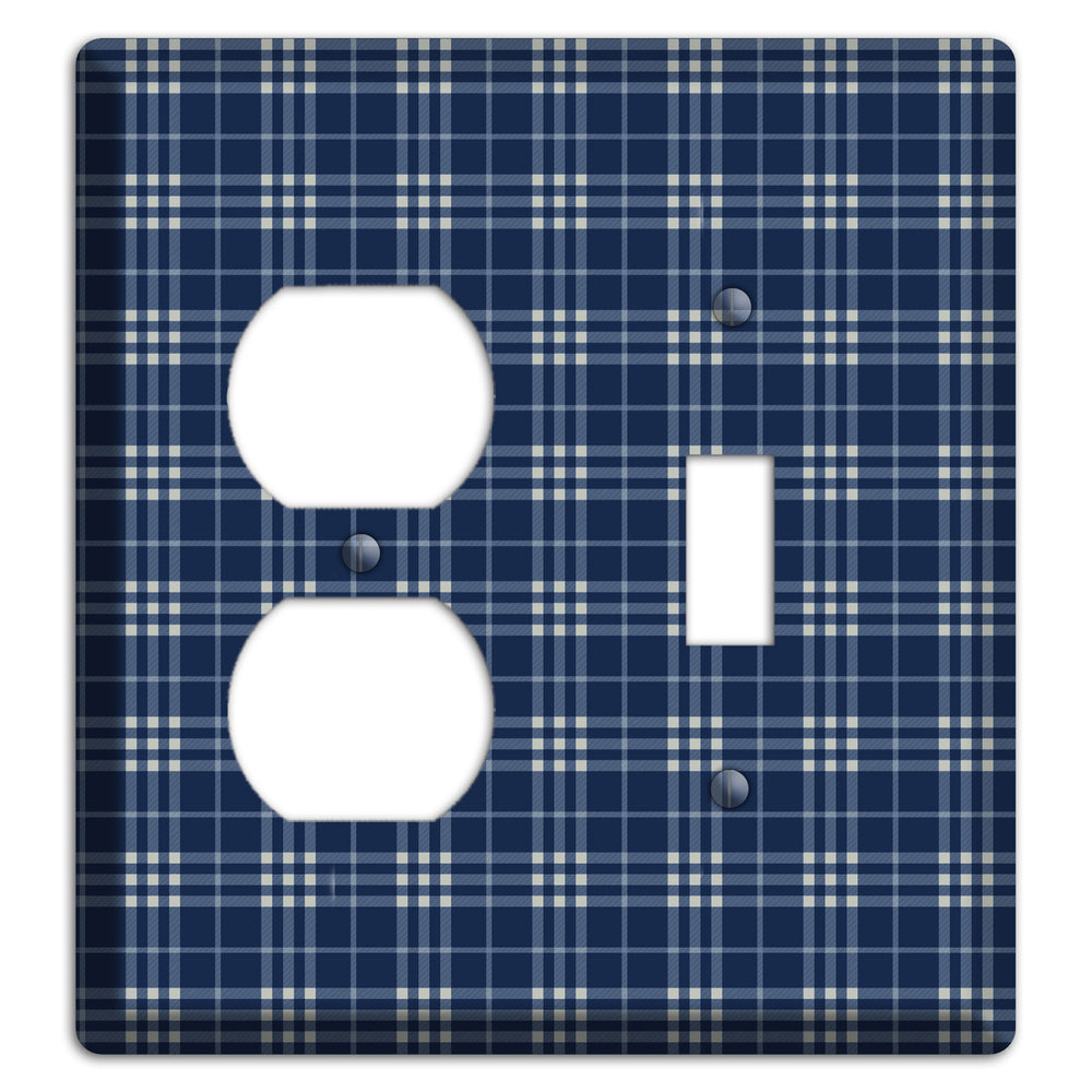 Blue and White Plaid Duplex / Toggle Wallplate