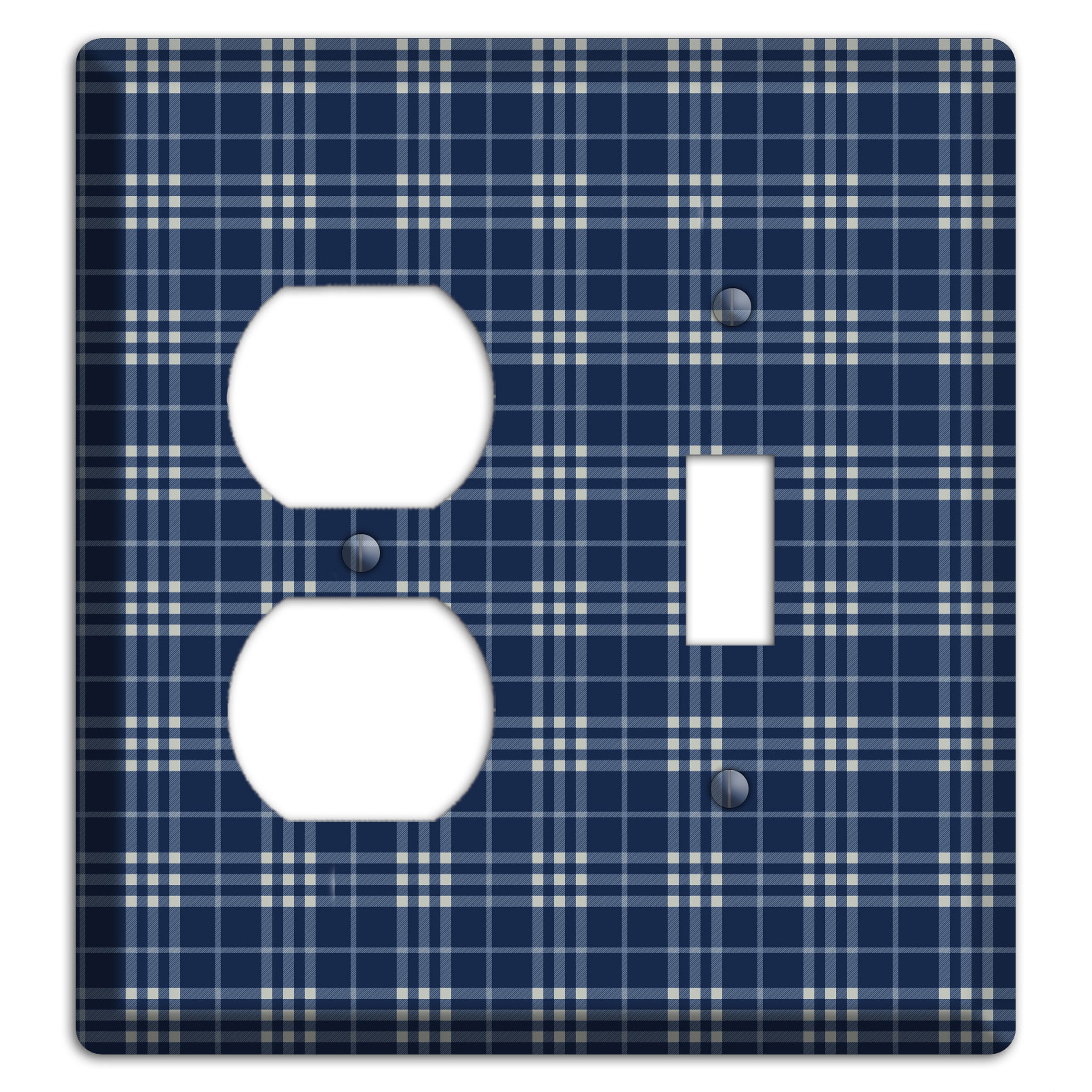 Blue and White Plaid Duplex / Toggle Wallplate