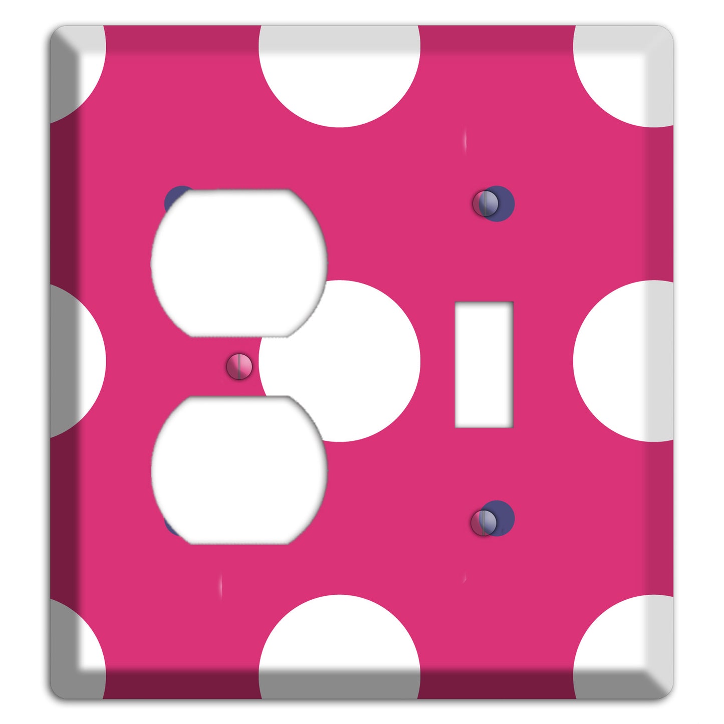 Fuschia with White and Purple Multi Tiled Medium Dots Duplex / Toggle Wallplate