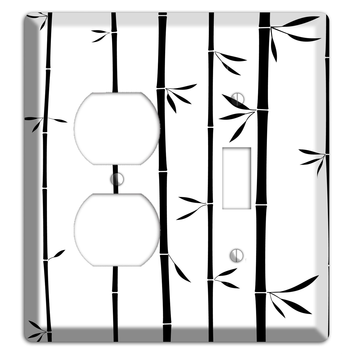 Black and White Bamboo Duplex / Toggle Wallplate