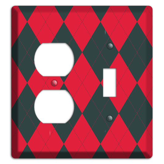 Red and Black Argyle Duplex / Toggle Wallplate