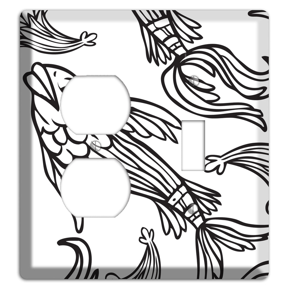 White and Black Koi Duplex / Toggle Wallplate
