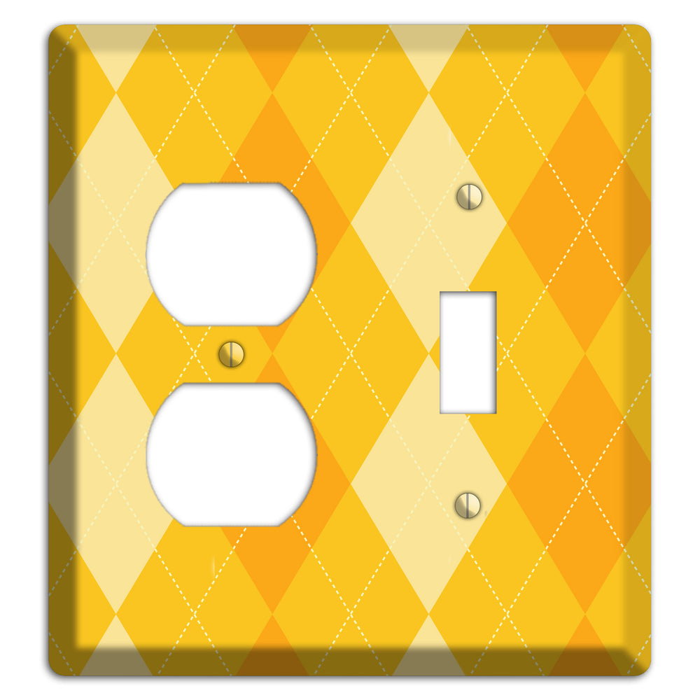 Yellow Argyle Duplex / Toggle Wallplate