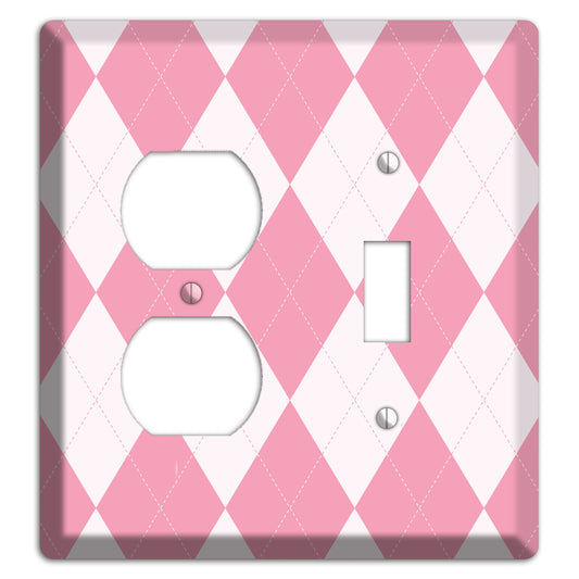Pink Argyle Duplex / Toggle Wallplate