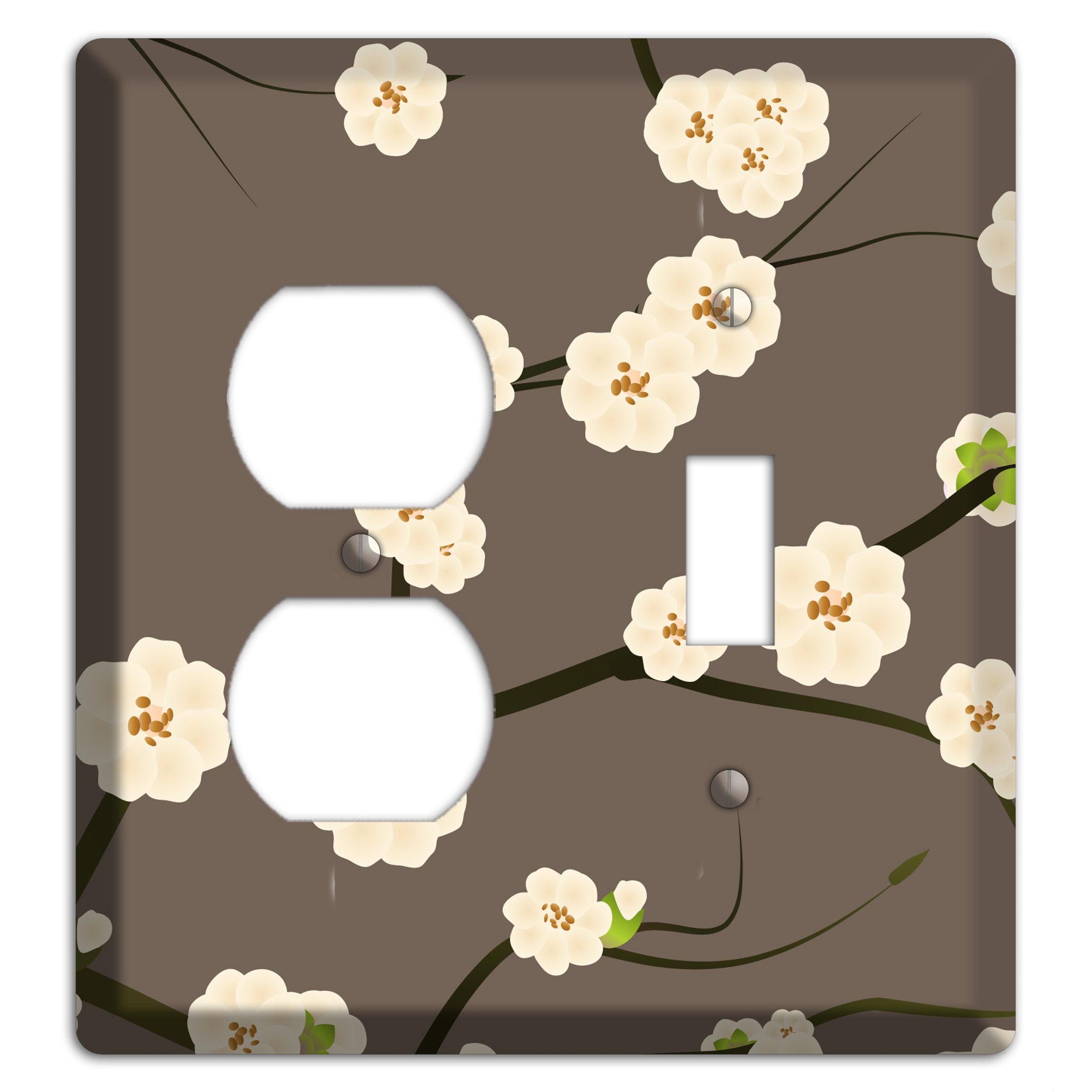 Yellow and Brown Cherry Blossoms Duplex / Toggle Wallplate