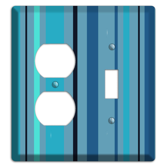 Multi Turquoise Vertical Stripe Duplex / Toggle Wallplate