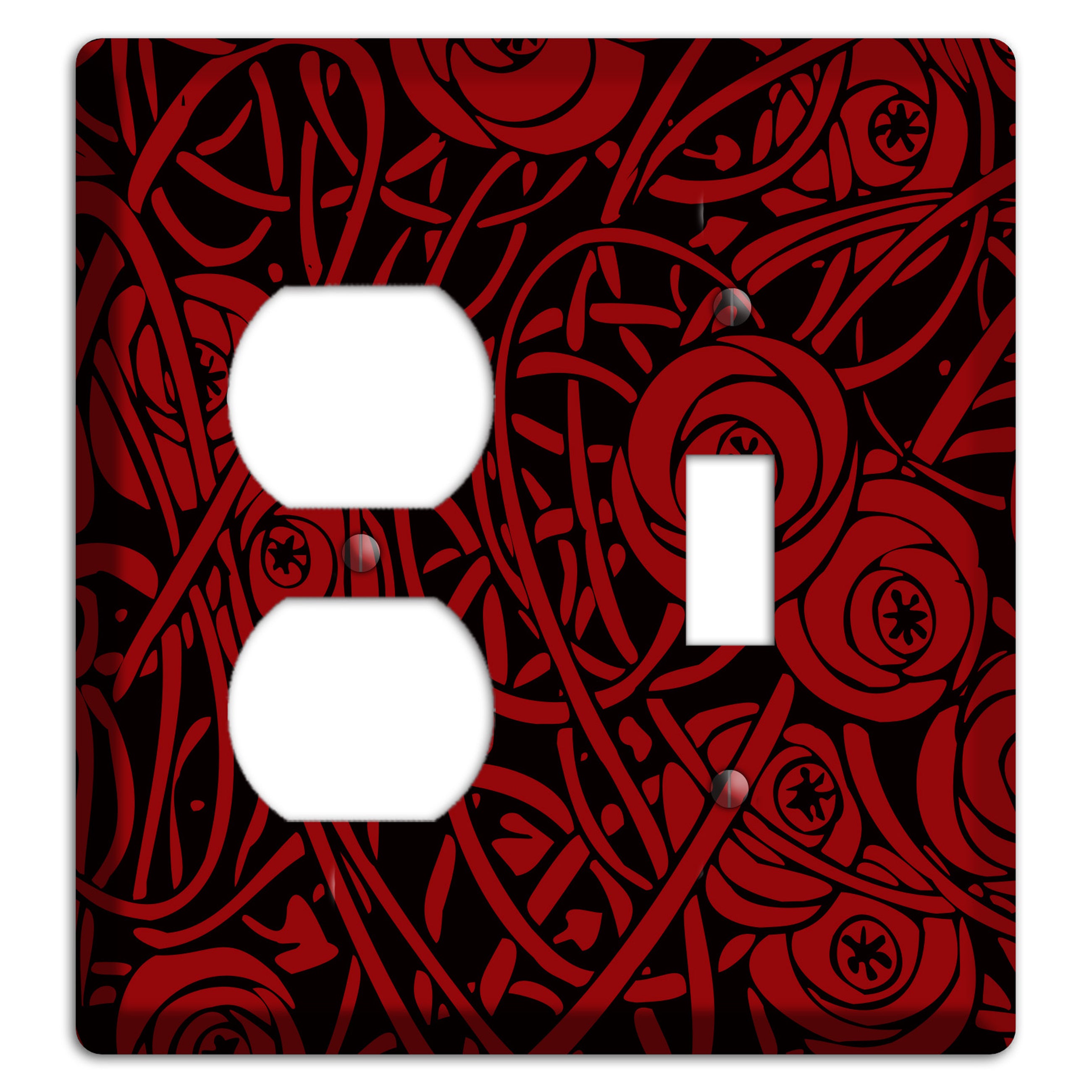 Red Deco Floral Duplex / Toggle Wallplate