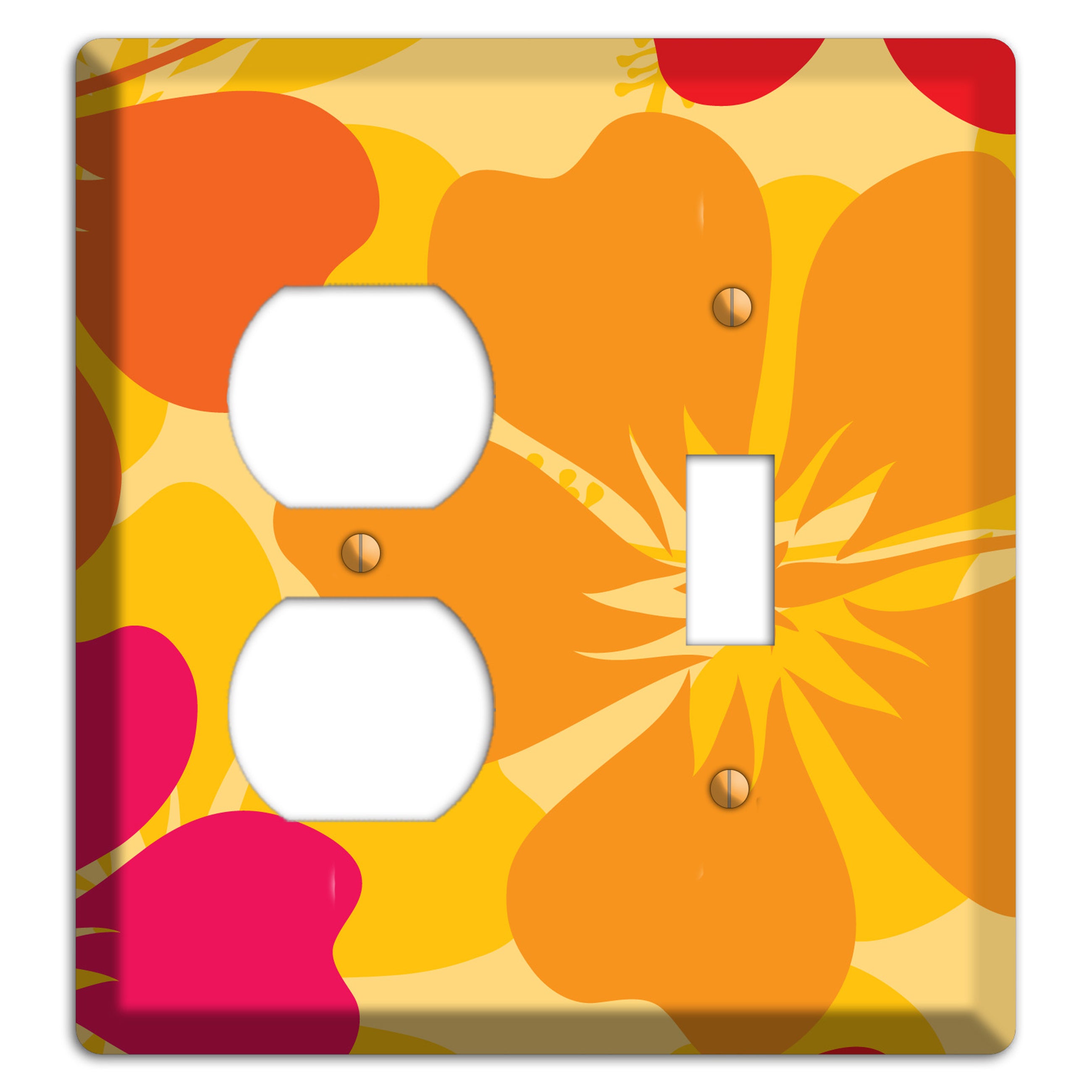 Orange Retro Flowers 2 Duplex / Toggle Wallplate