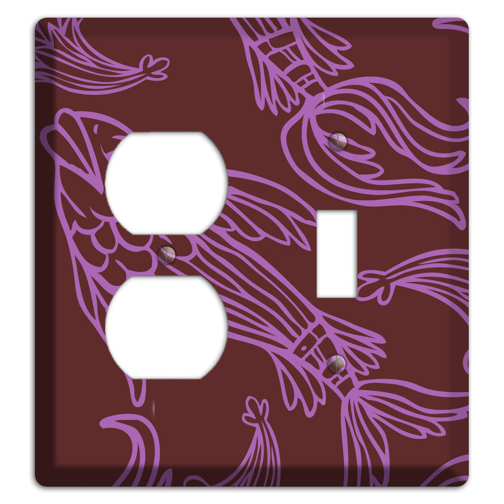 Purple and Pink Koi Duplex / Toggle Wallplate