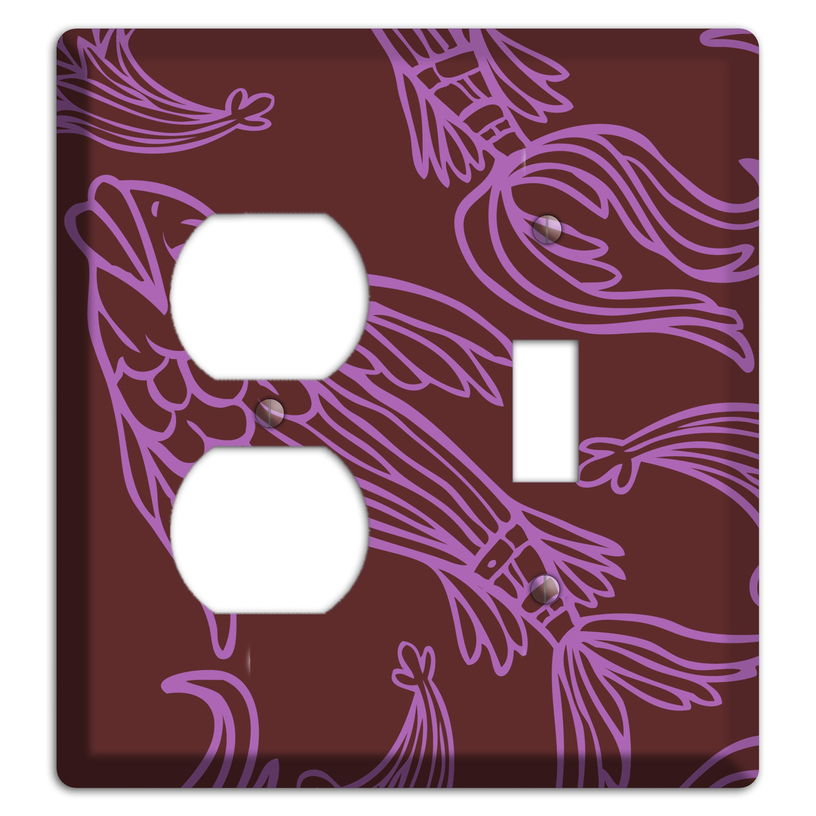 Purple and Pink Koi Duplex / Toggle Wallplate