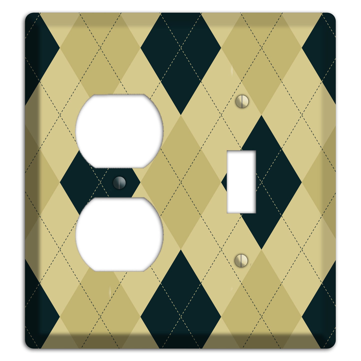 Beige and Yellow Argyle Duplex / Toggle Wallplate