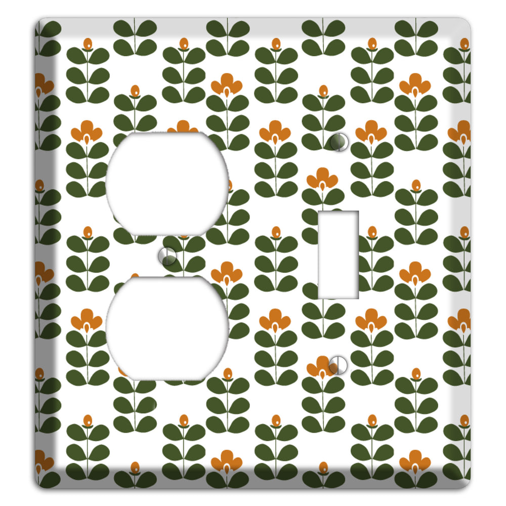 Umber Deco Floral Half Drop Duplex / Toggle Wallplate