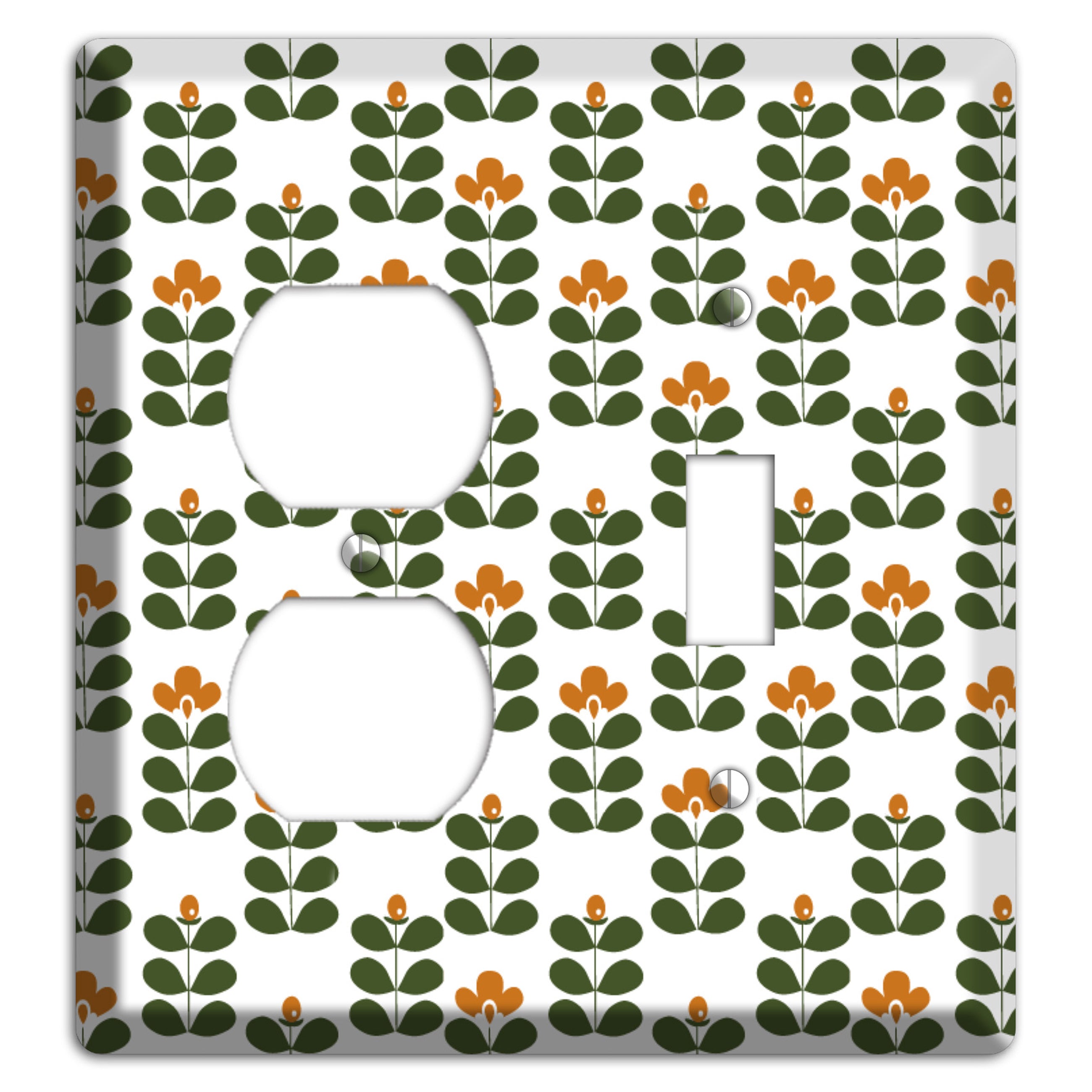 Umber Deco Floral Half Drop Duplex / Toggle Wallplate