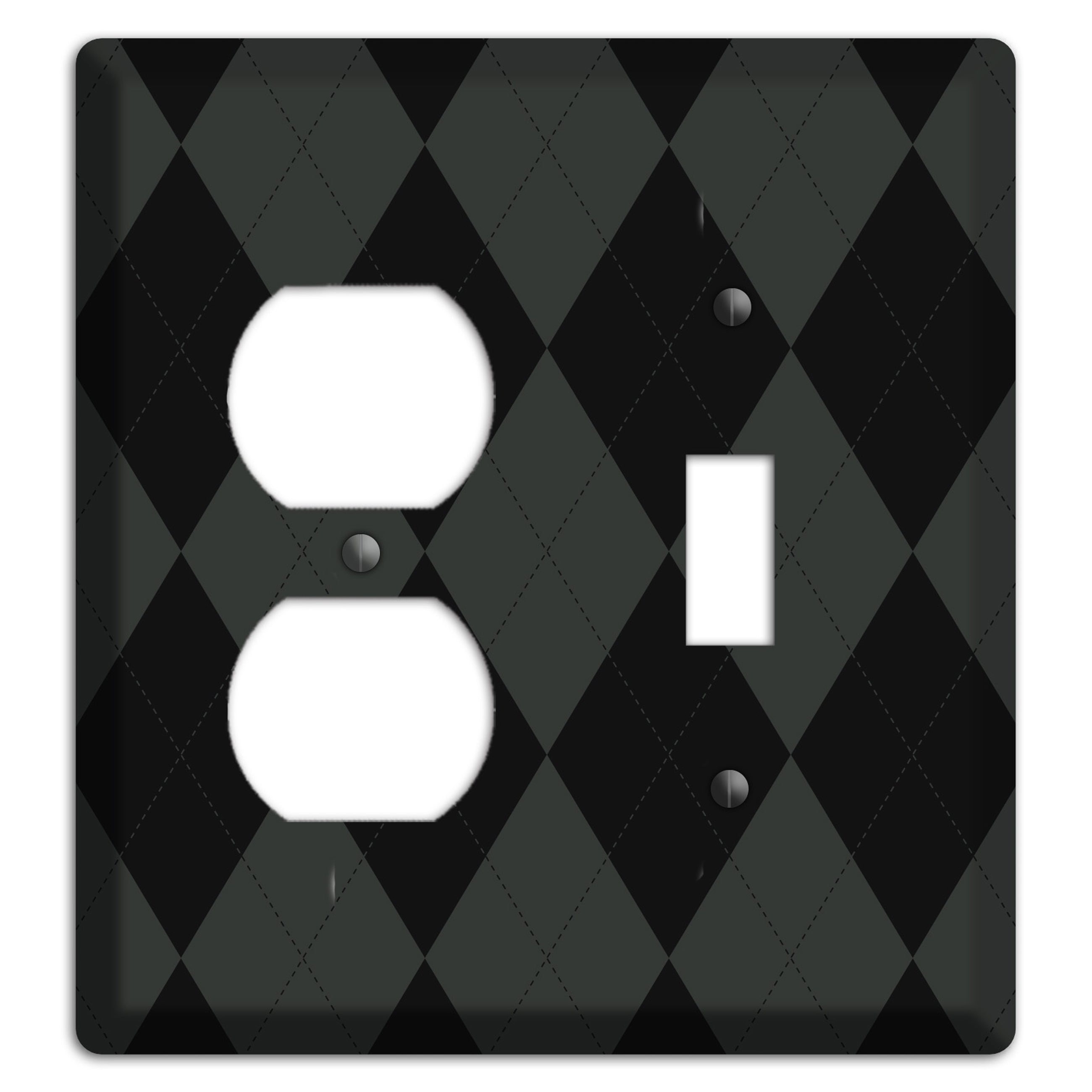 Gray and Black Argyle Duplex / Toggle Wallplate