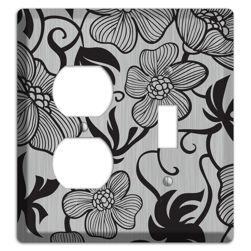 Stainless Steel with Black Tropical Duplex / Toggle Wallplate