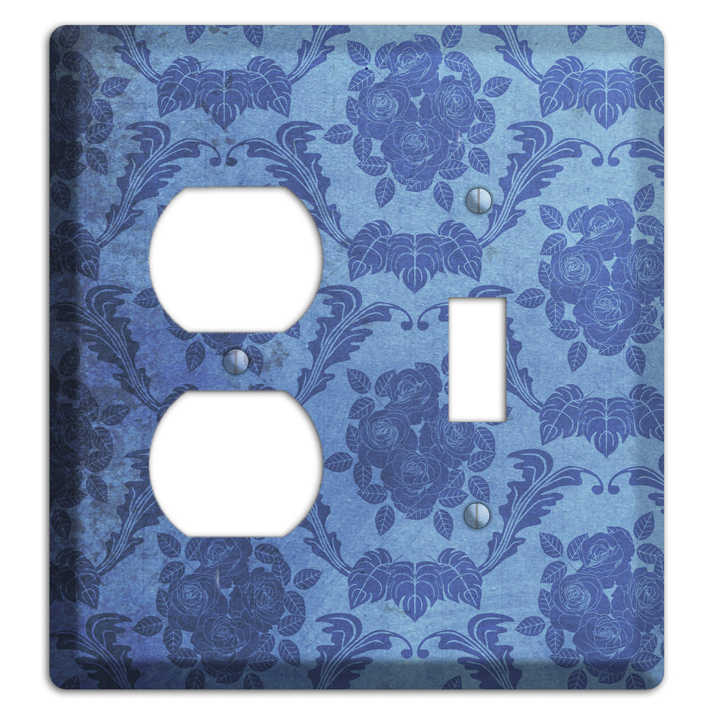 Polo Blue Vintage Rose Damask Duplex / Toggle Wallplate