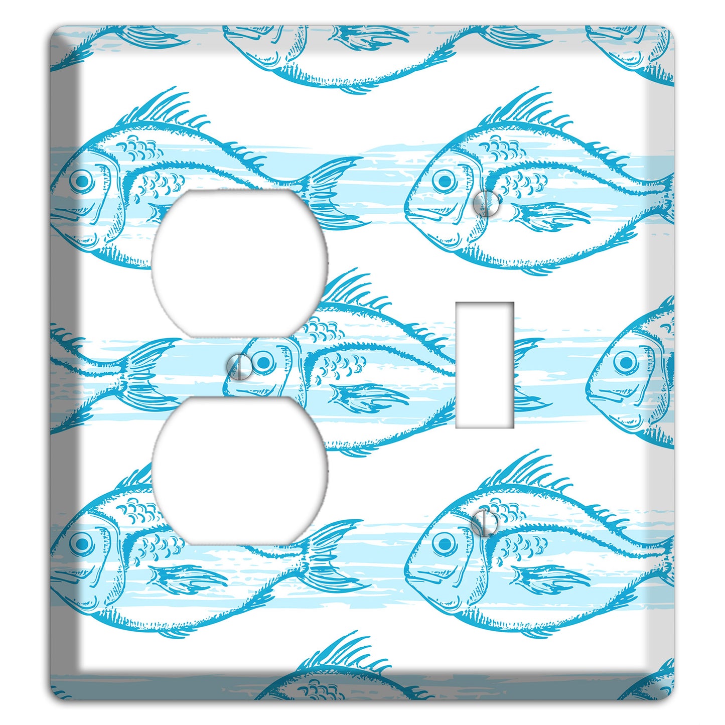 Blue Fish Duplex / Toggle Wallplate