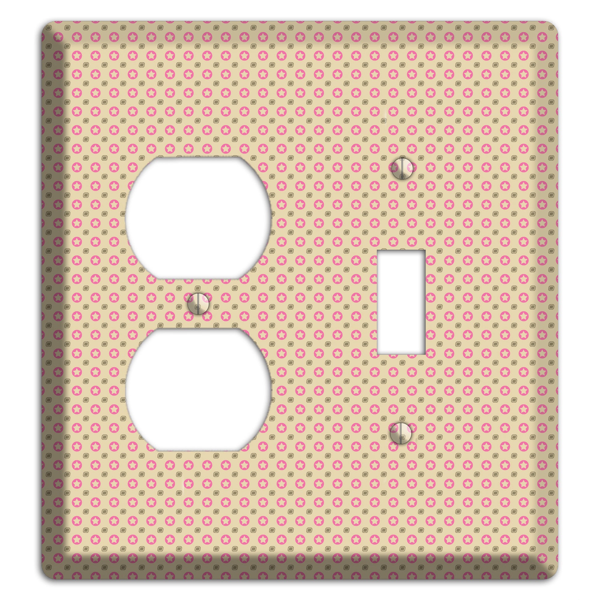Beige with Pink Stars Duplex / Toggle Wallplate