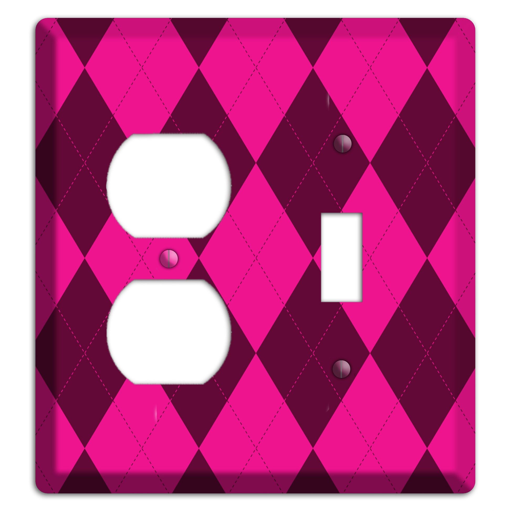 Fuschia Argyle Duplex / Toggle Wallplate
