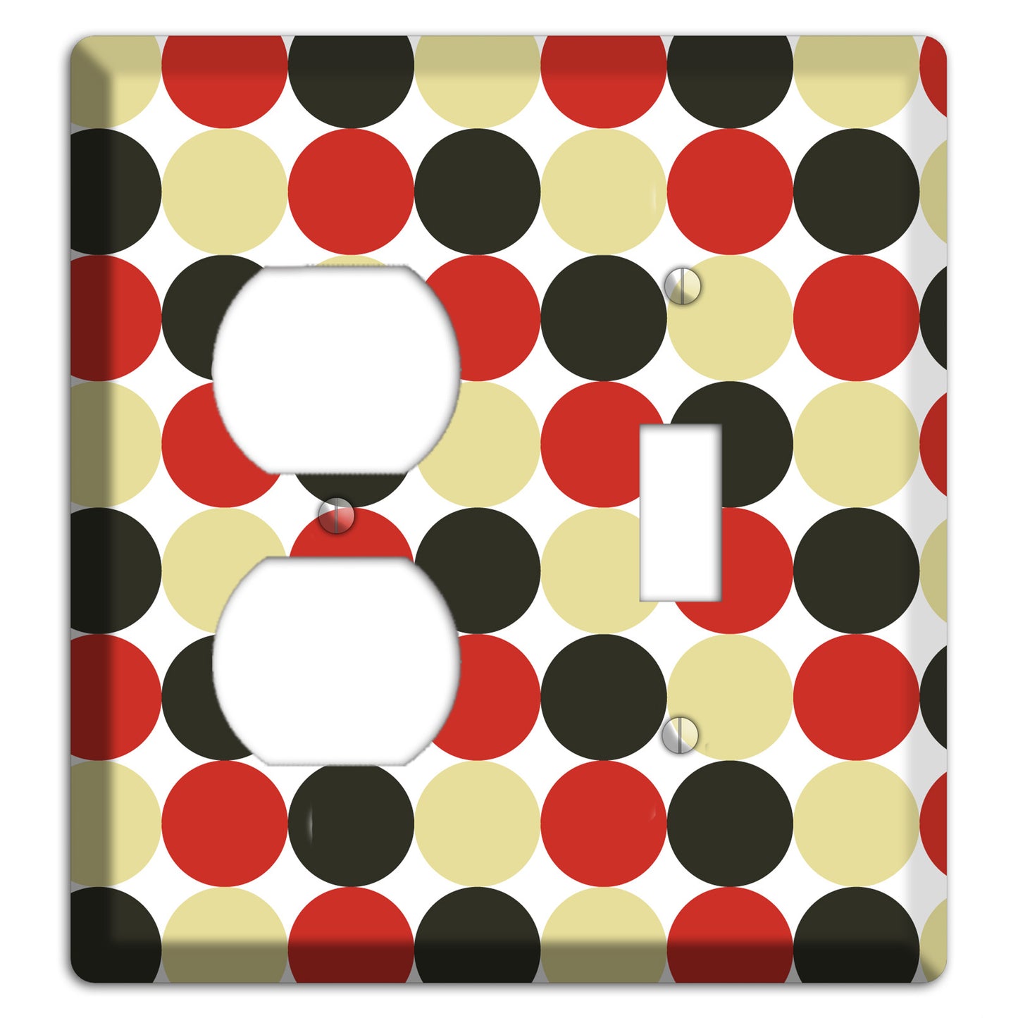 Beige Red Black Tiled Dots Duplex / Toggle Wallplate