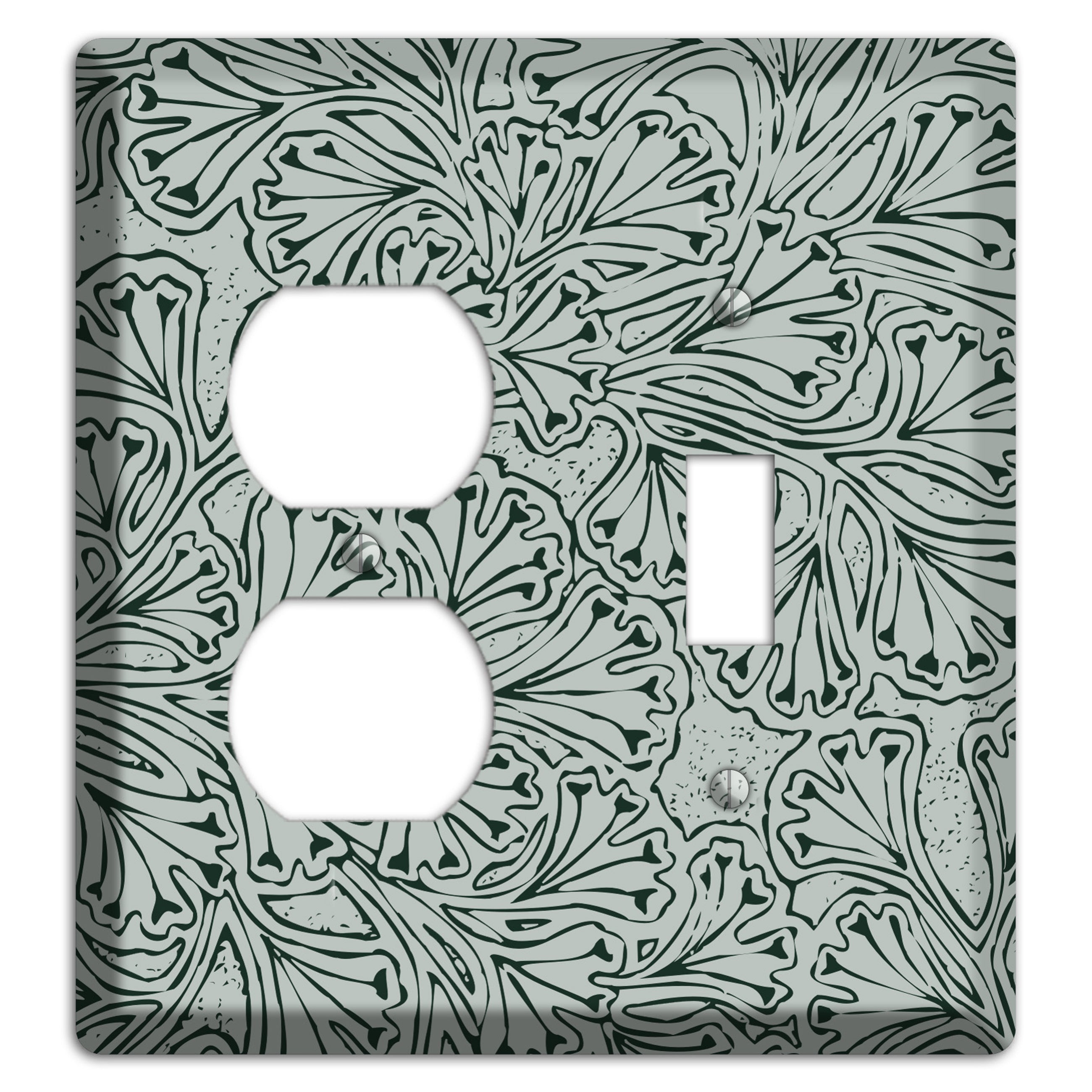 Deco Grey Interlocking Floral Duplex / Toggle Wallplate